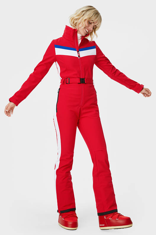 Women - Softshell ski suit - red