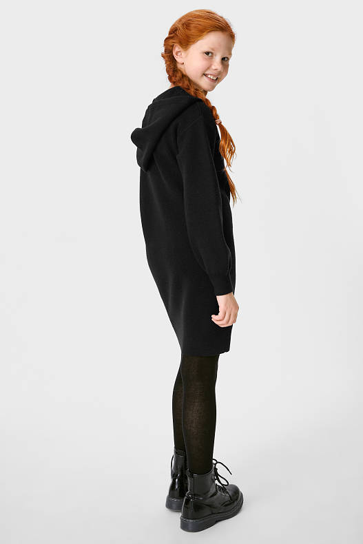 Tendenze - Vestito in maglia con cappuccio - nero