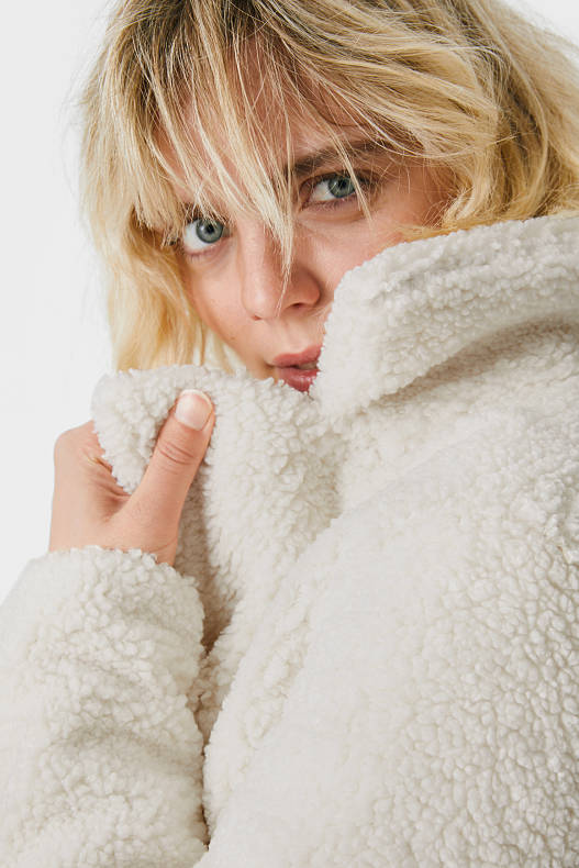 Sale - Teddy fur coat - recycled - creme