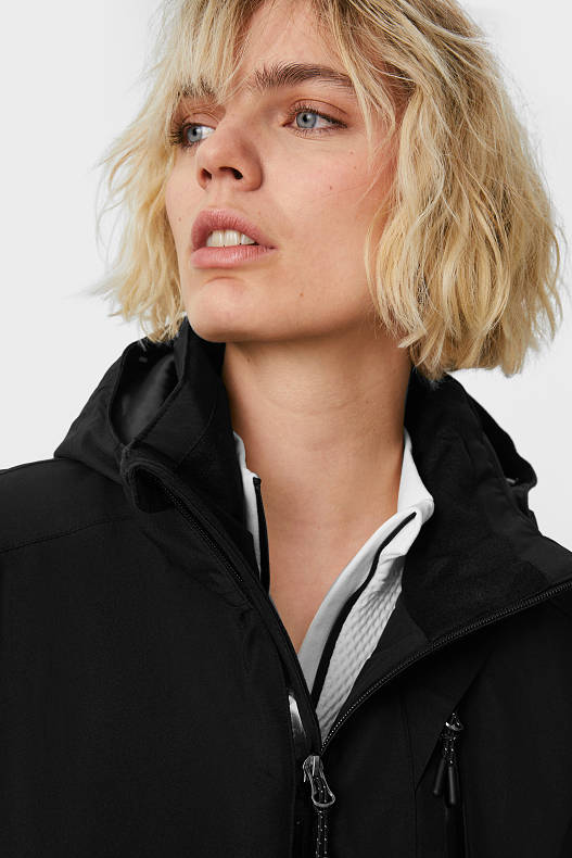 Women - Ski jacket with hood - BIONIC-FINISH®ECO - black