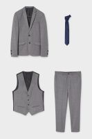 Anzug mit Krawatte - Body Fit - Stretch - 4 teilig