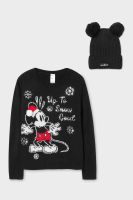 Micky Maus - Set - Weihnachtspullover und Weihnachtsmütze