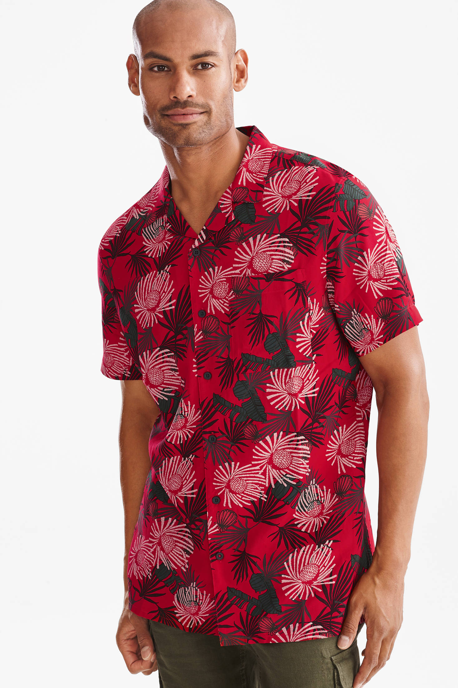 red floral polo