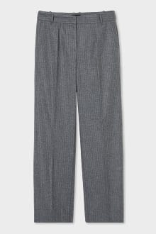 Sale - Pantalon de bureau - wide leg - laine mélangée - aiguilles fines