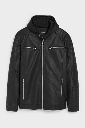CLOCKHOUSE - giacca con cappuccio stile motociclista - similpelle