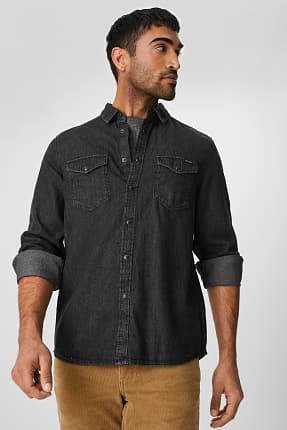 grey denim shirt men