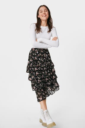 CLOCKHOUSE - falda de chifón - de flores