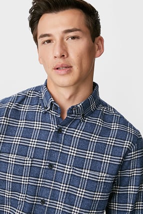 Flanellen overhemd - regular fit - button down - geruit