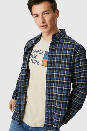 Camisa de franela - regular fit - button down - de cuadros