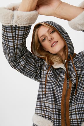 Jacket with hood - lined- check