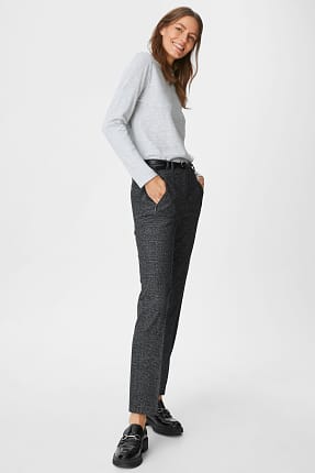 Pantaloni con cintura - tapered fit - da materiali riciclati - quadretti