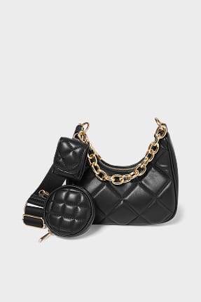 Set - shoulder bag and 2 purses - faux leather