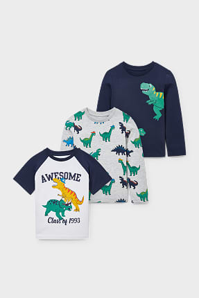 Dinosaurios - set - camiseta de manga corta y 2 camisetas de manga larga - 3 piezas