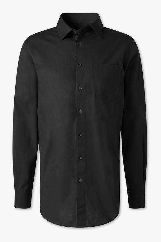 Herren - Businesshemd - Regular Fit - Kent - extra lange Ärmel - schwarz