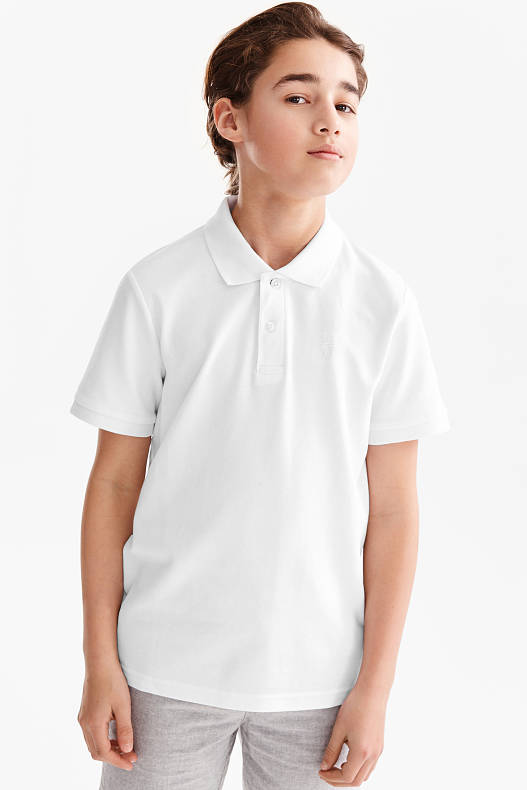 Kinder - Poloshirt - Bio-Baumwolle - weiß