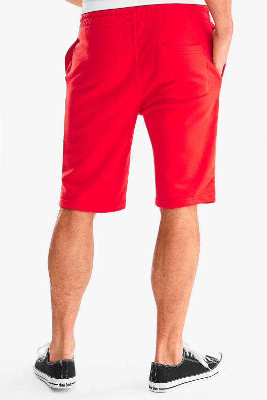 red sweat shorts