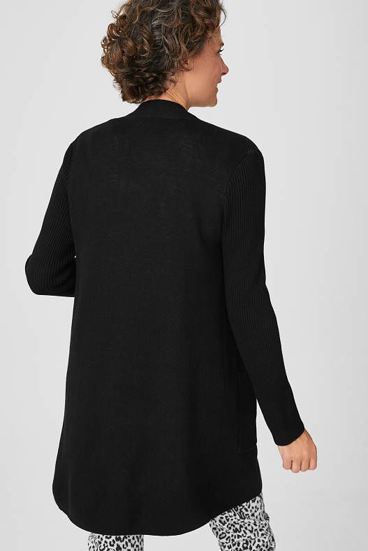 Femei - Cardigan tricotat - material reciclat - negru