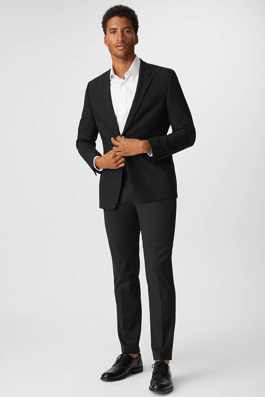 Herren - Anzughose - Regular Fit - Stretch - schwarz