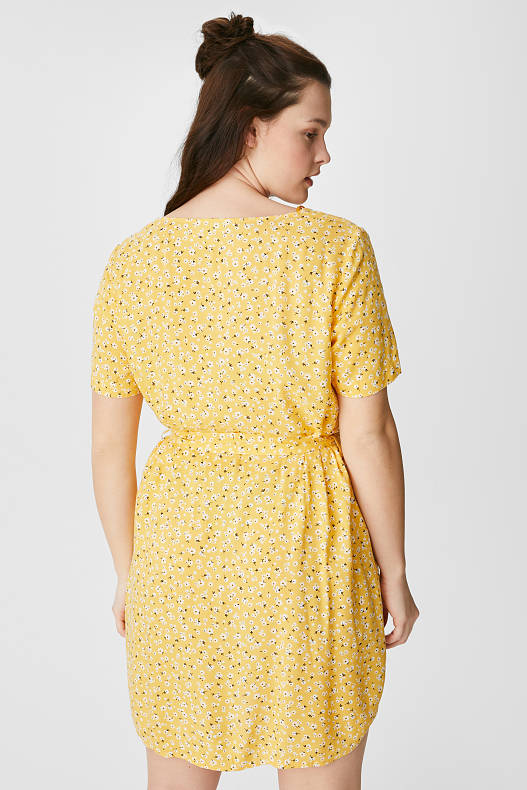 Slevy - CLOCKHOUSE - šaty - s květinovým vzorem - žlutá