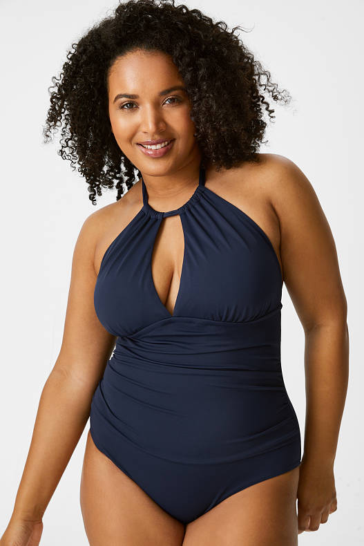 Trend - Swimsuit with gathers - padded - recycled - dark blue