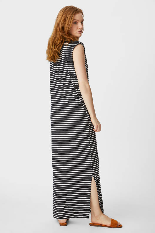 Trend - Column Kleid mit Schulterpolstern - gestreift - schwarz / weiß