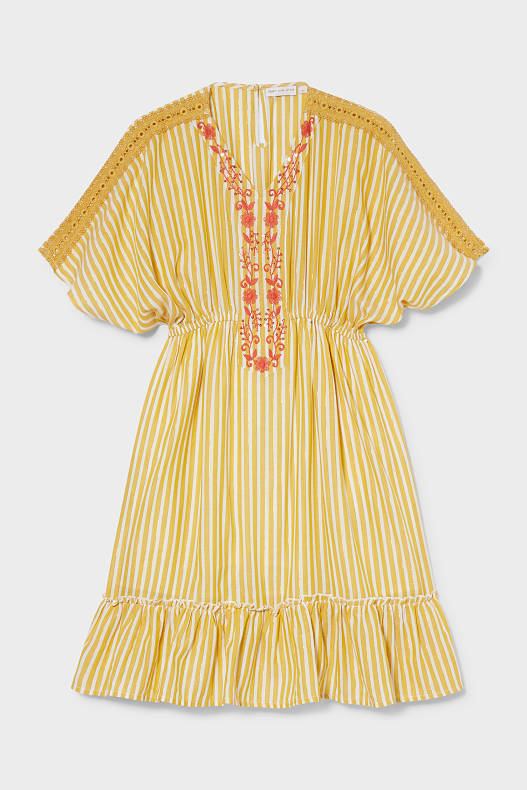 Trend - Sukienka - w paski - żółty