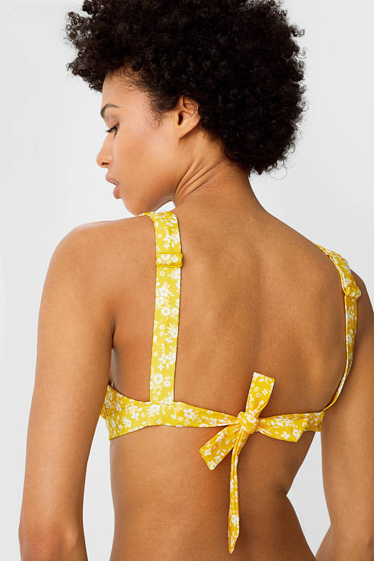 Tendencia - Top de bikini - triangular - con relleno - amarillo
