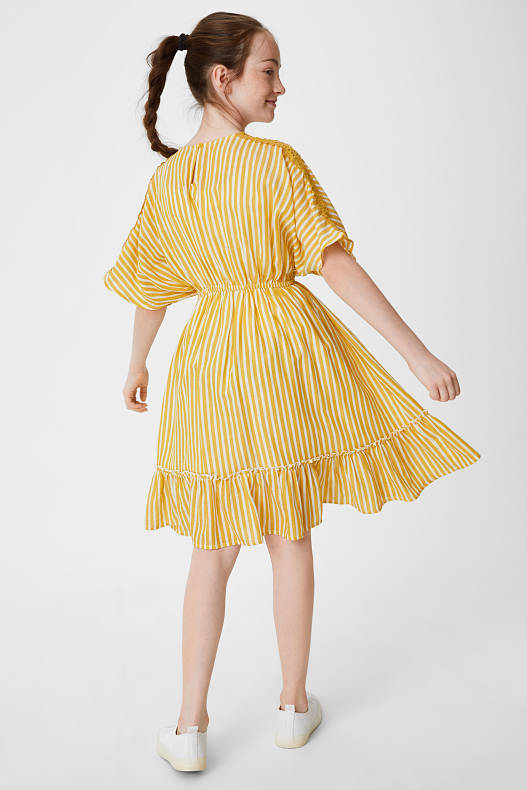 Trend - Sukienka - w paski - żółty