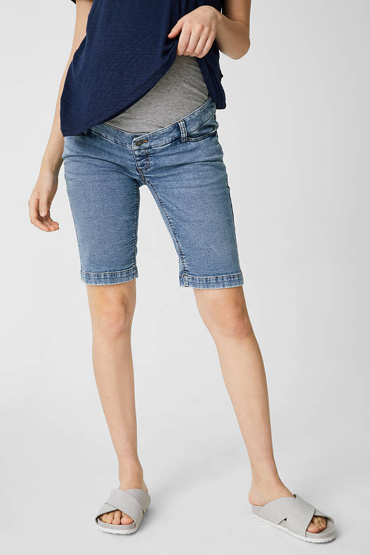 Sale - Jean de grossesse - bermuda en jean - coton bio - jean bleu clair