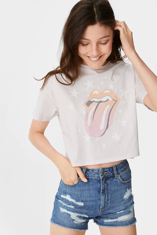 Tendance - T-shirt - Rolling Stones - rose clair