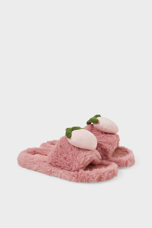 Ženy - CLOCKHOUSE - domácí obuv z umělé kožešiny - růžová