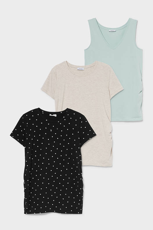 Sale - Ensemble - T-shirt et haut de grossesse - 3 pièces - noir / gris