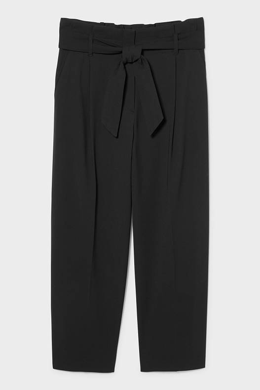 Women - Paper bag trousers - wide leg - recycled - black