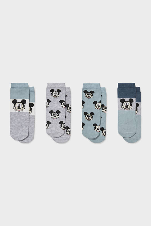 Baby’s - Set van 4 - Mickey Mouse - sokken - groen / grijs