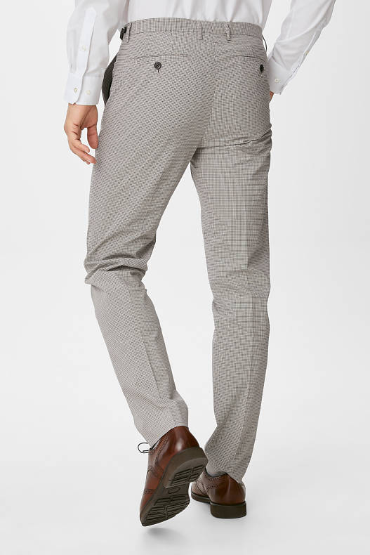 Homme - Pantalon de costume - slim fit - stretch - à carreaux - gris-marron
