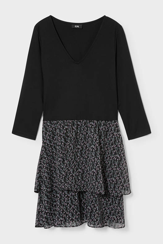 Trend - Fit & Flare Kleid - recycelt - geblümt - schwarz