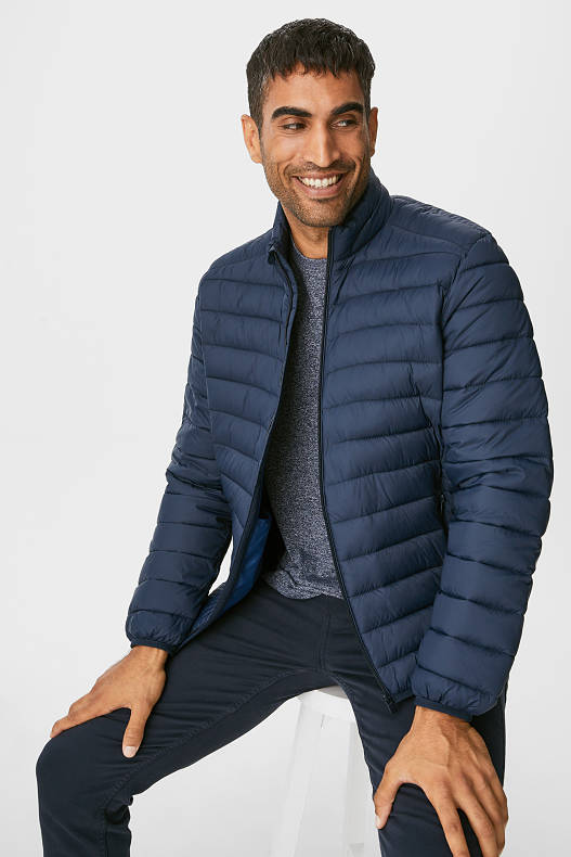 Men - Quilted jacket - recycled - dark blue