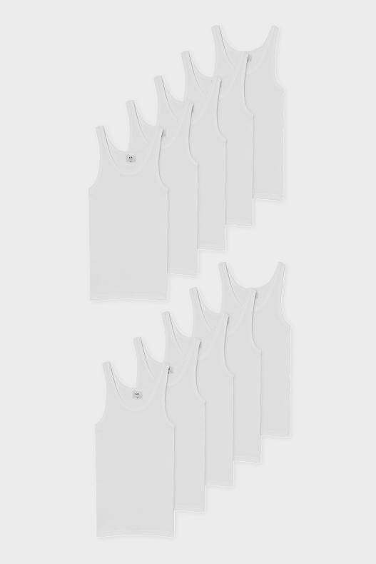 Homme - Lot de 10 - maillot de corps - fines côtes - coton bio - blanc