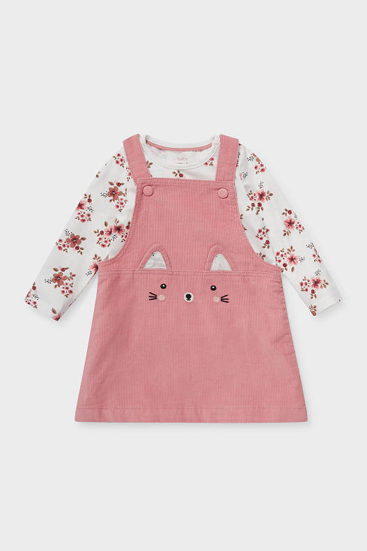 Sale - Baby-Outfit - 2 teilig - weiß / pink