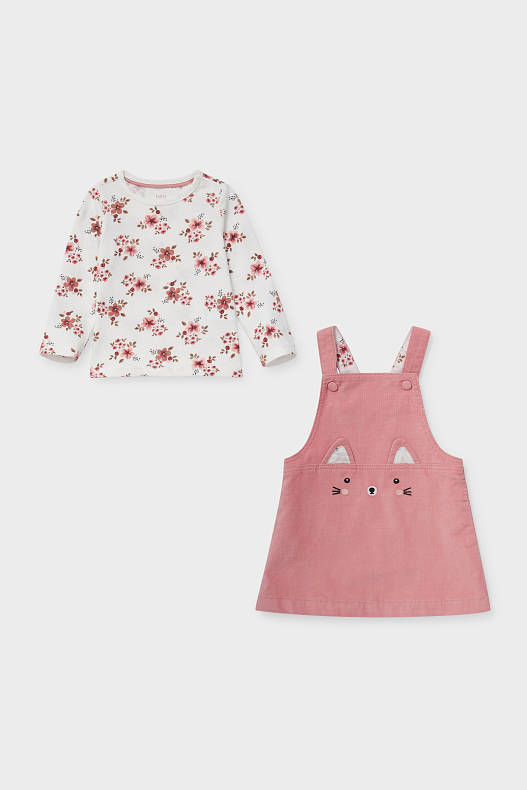 Sale - Baby-Outfit - 2 teilig - weiß / pink