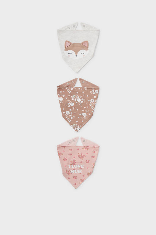 Bebés - Pack de 3 - bandanas - blanco / rosa
