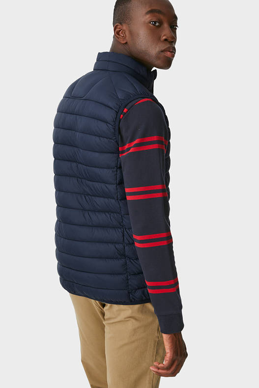 Men - Quilted gilet - recycled - dark blue