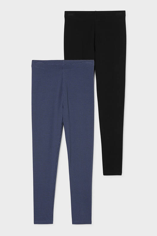 Sale - Lot de 2 - leggings - coton bio - bleu  / noir
