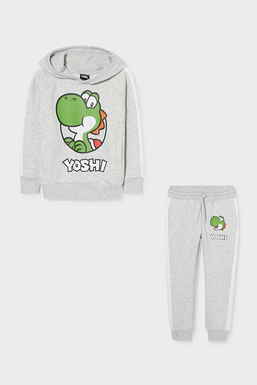 Sale - Super Mario - set - hoodie and joggers - 2 piece - light gray-melange
