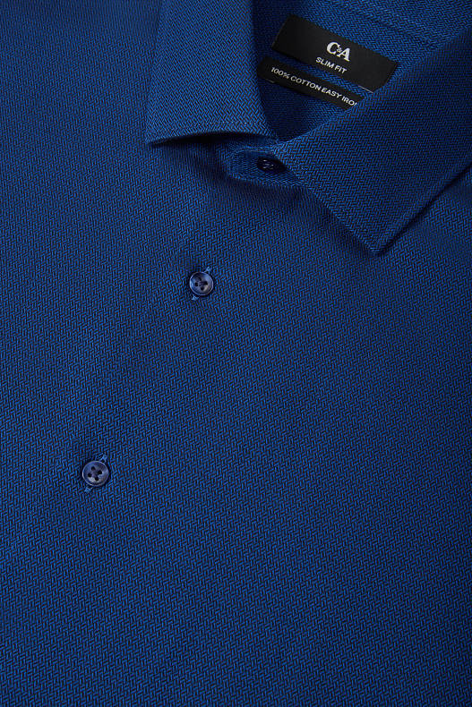 Herren - Businesshemd - Slim Fit - extra lange Ärmel - bügelleicht - dunkelblau