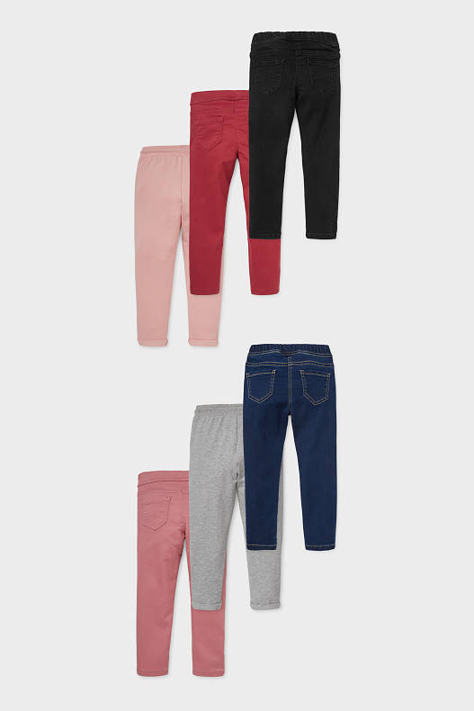 Kids - Set van 6 - jeans en joggingbroek - roze