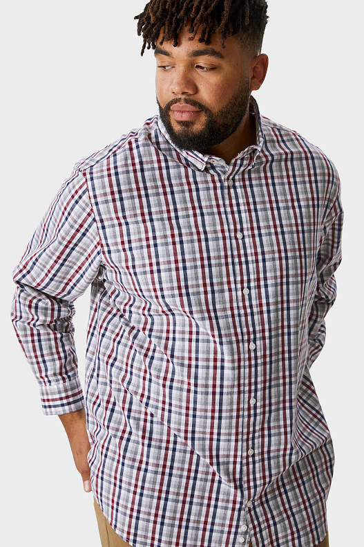 Sale - Business shirt - regular fit - button-down collar - check - white / red
