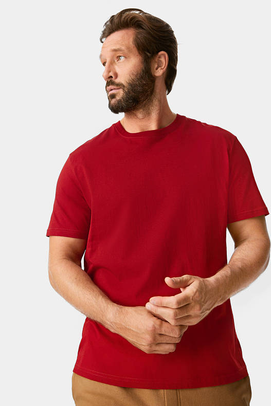 Uomo - T-shirt - cotone biologico - rosso scuro