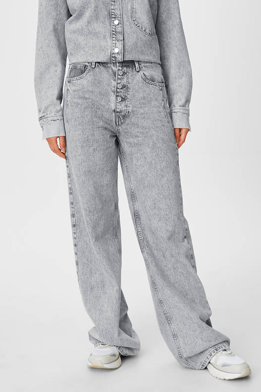 Women - Wide leg jeans - from water-saving production - denim-gray
