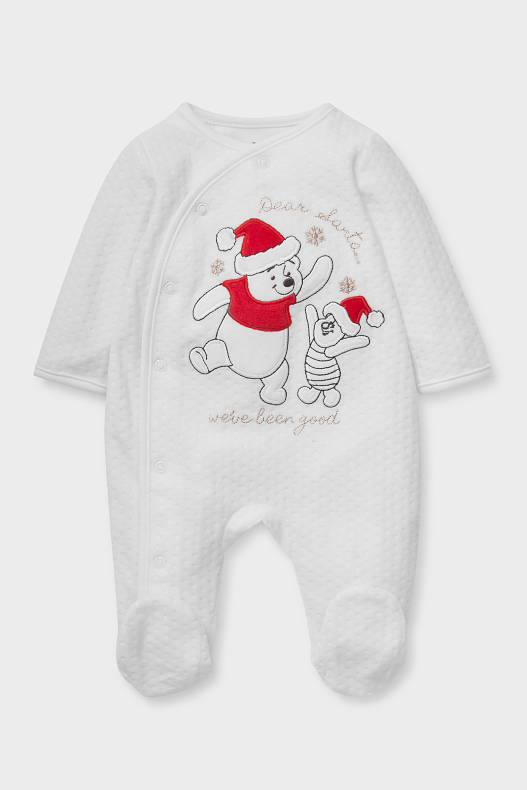 Niemowlęta - Kubuś Puchatek - piżama niemowlęca w bożonarodzeniowym stylu - bawełna bio - biały